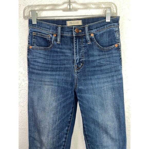Madewell Women's 10" High Rise Skinny Jeans Zip Fly Medium Wash Size 26t Tall X - Picture 3 of 6